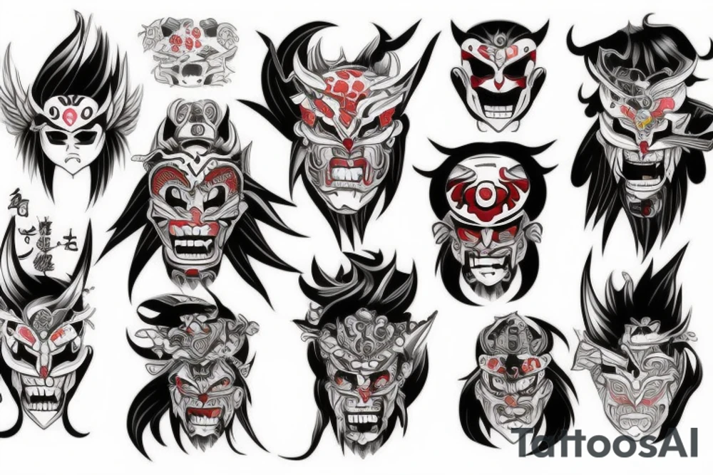 Color mask oni's tattoo idea