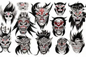 Color mask oni's tattoo idea