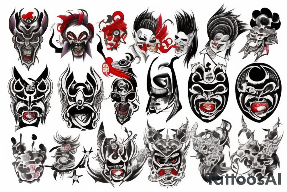 Color mask oni's tattoo idea