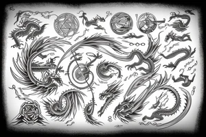 music, medicine, dragon, golden ratio, air, freedom tattoo idea