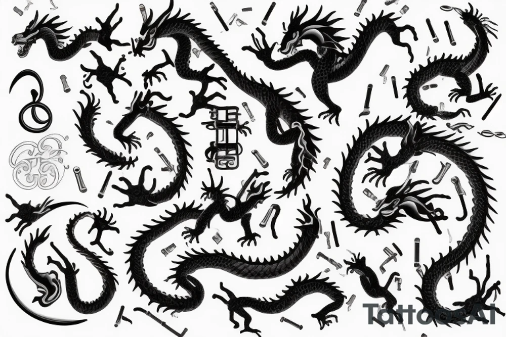 music, medicine, dragon, golden ratio, air, freedom tattoo idea