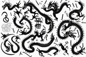 music, medicine, dragon, golden ratio, air, freedom tattoo idea