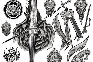 flaming sword with inscription “TRUTH” on the blade tattoo idea