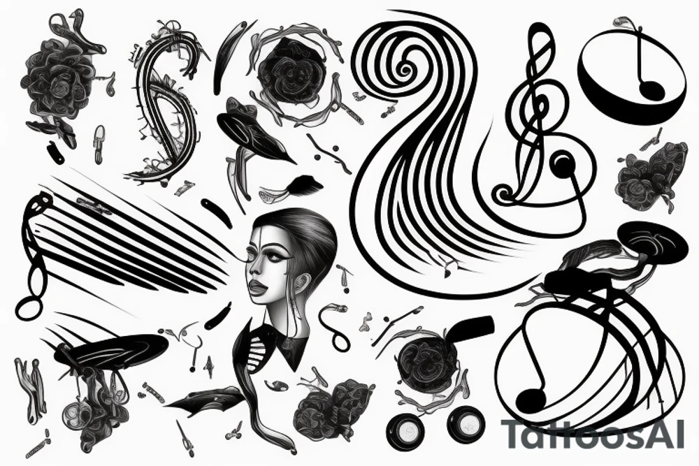 music, medicine, golden ratio, air, freedom tattoo idea