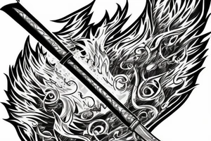 flaming sword with inscription “TRUTH” on tattoo idea