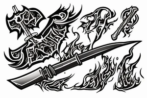 flaming sword with inscription “TRUTH” on tattoo idea