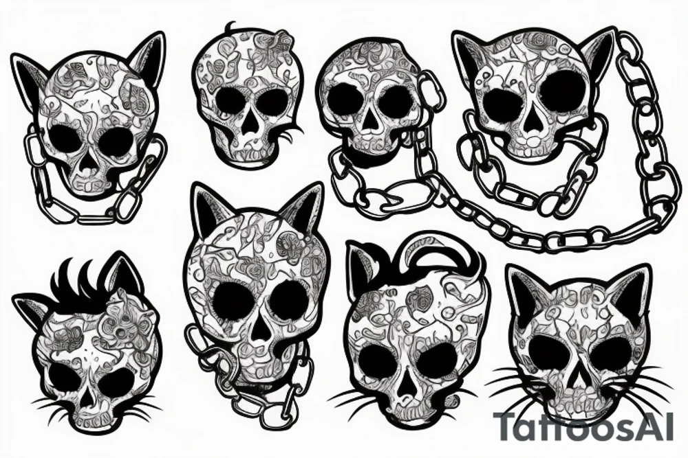 Cats scull with chain tattoo idea