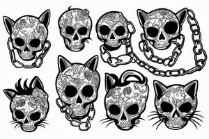 Cats scull with chain tattoo idea