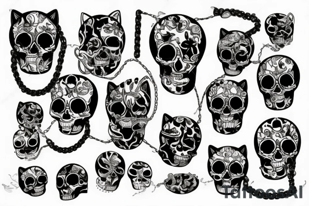 Cats scull with chain tattoo idea