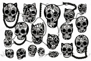 Cats scull with chain tattoo idea