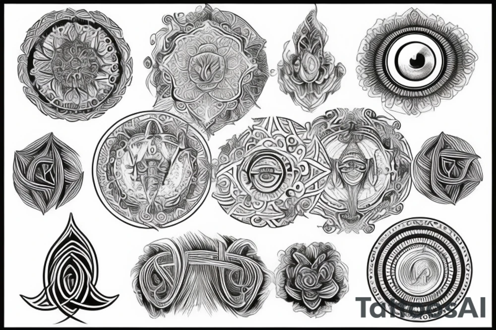 Spiritual picture with lines and circle tattoo idea