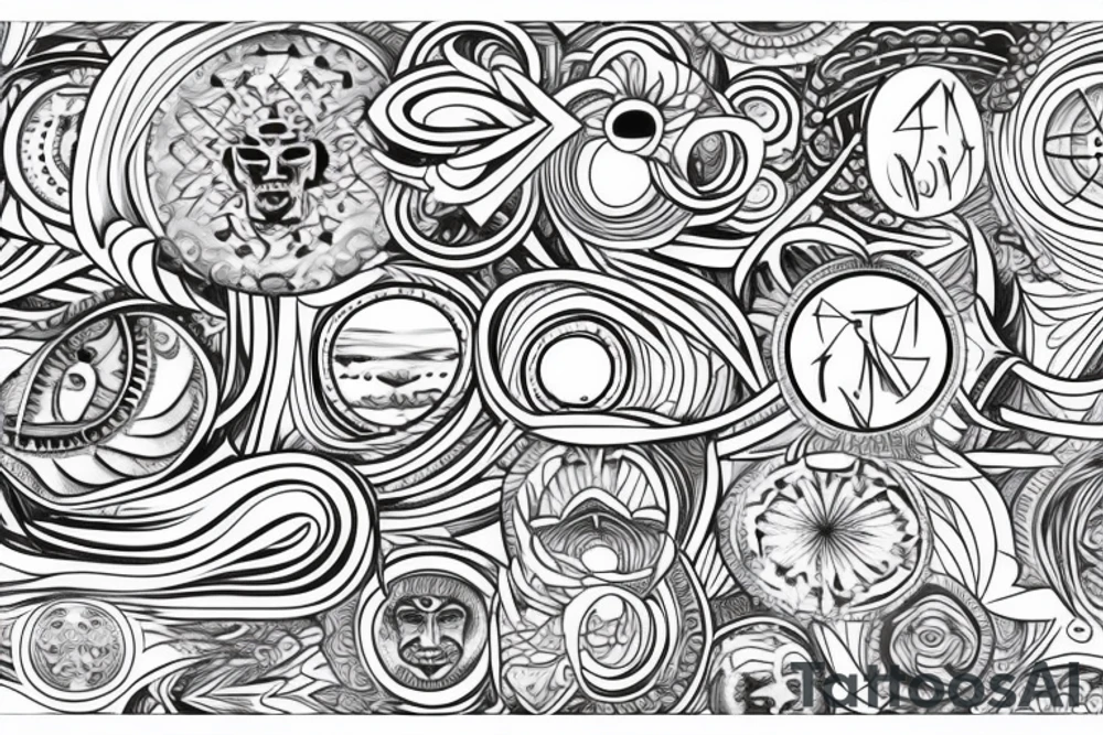 Spiritual picture with lines and circle tattoo idea