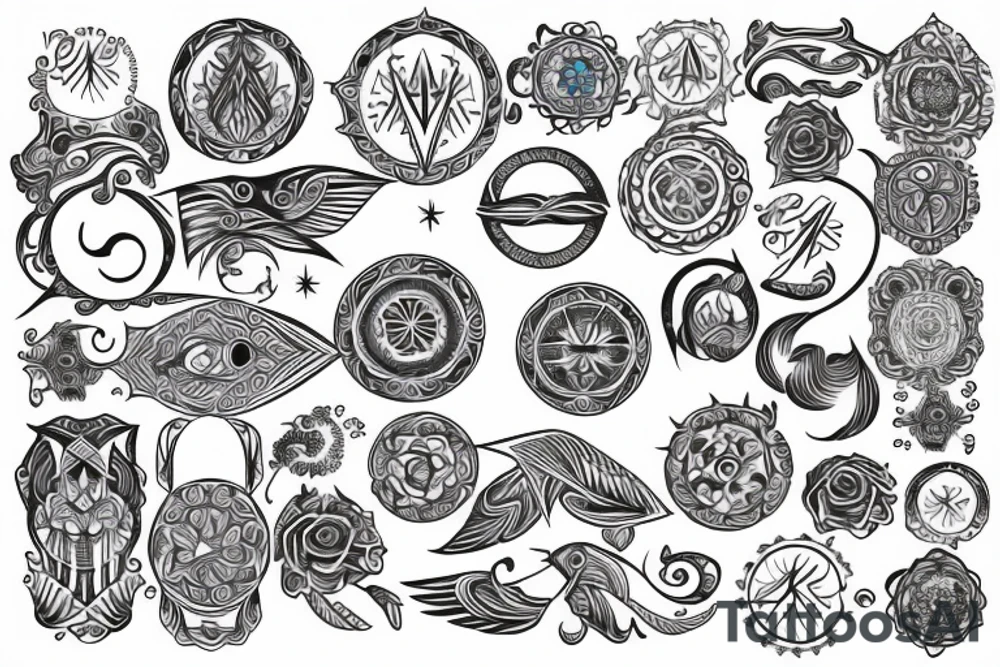 Spiritual picture with lines and circle tattoo idea