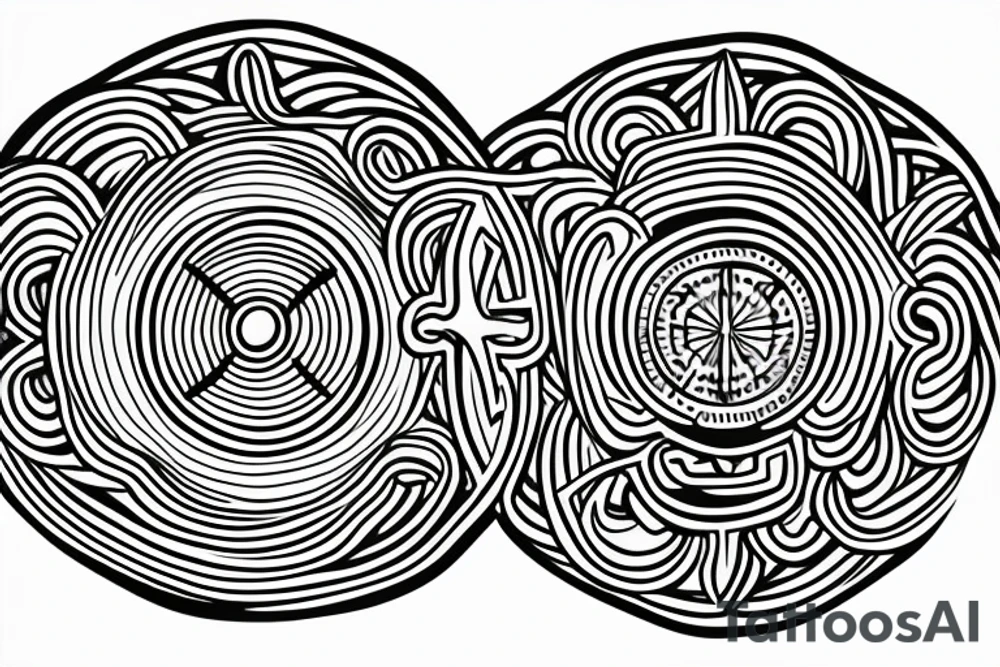 Spiritual picture with lines and circle tattoo idea