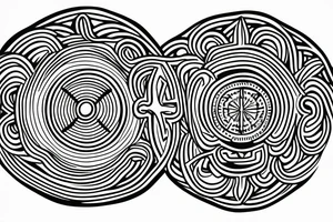 Spiritual picture with lines and circle tattoo idea