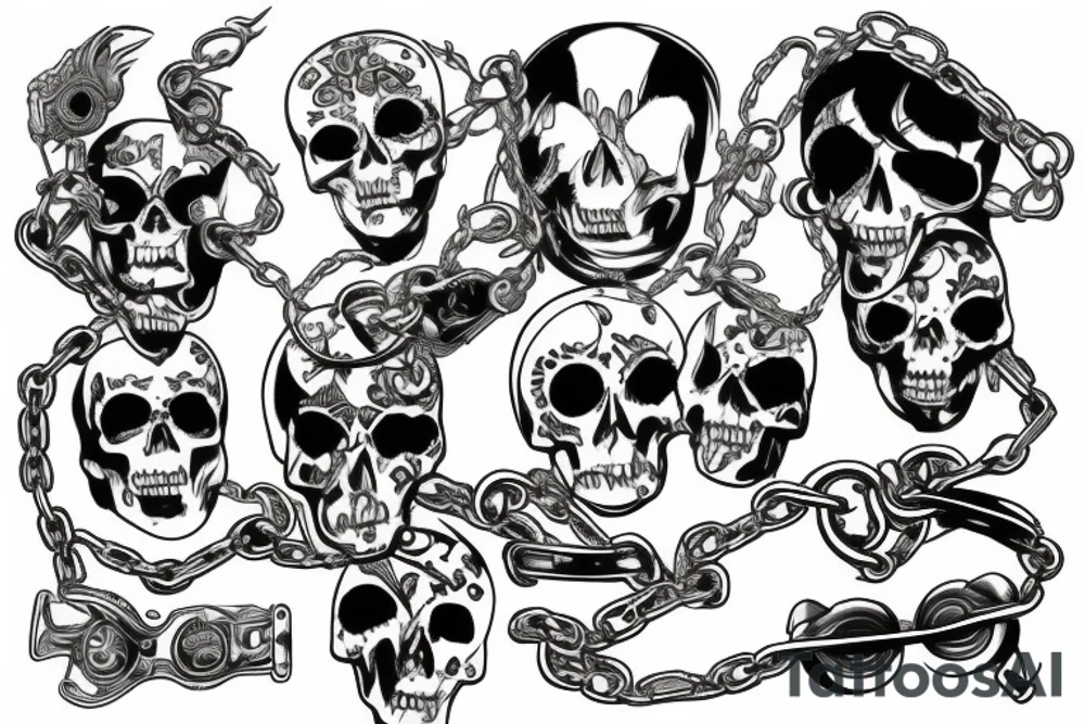 Cats scull with motorcycle chain tattoo idea