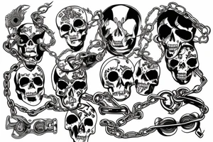 Cats scull with motorcycle chain tattoo idea