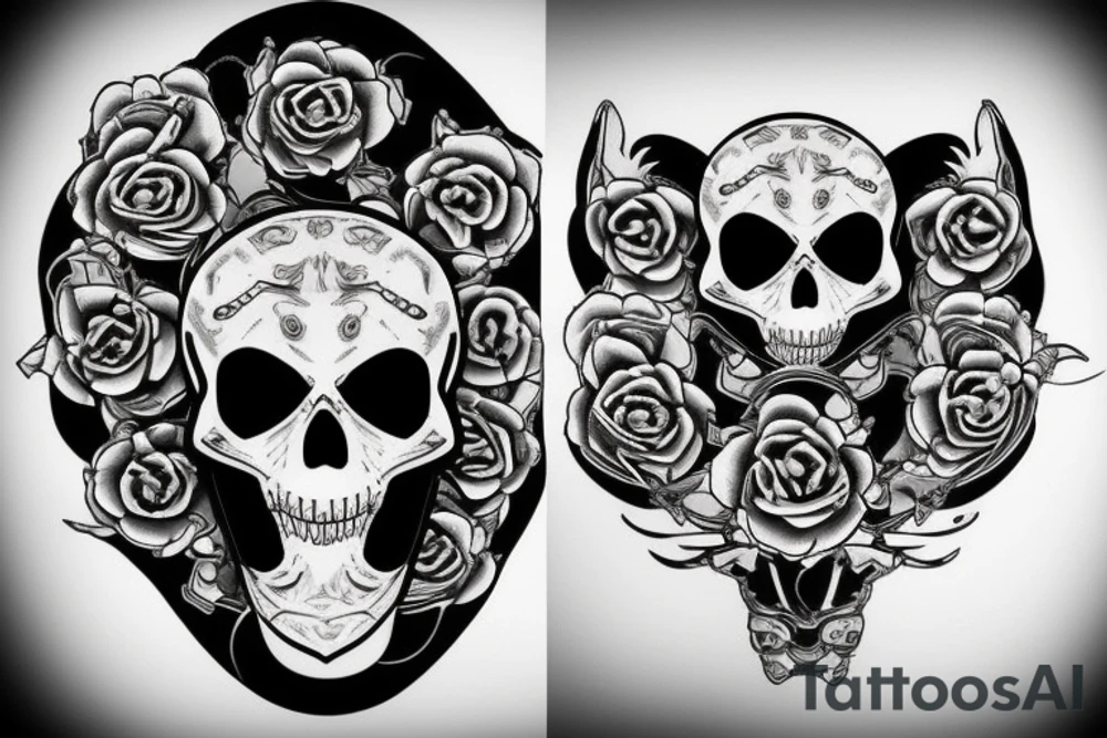 Cats scull with motorcycle chain tattoo idea