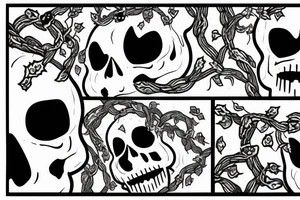 Cat's skull entwined with vines and bleeding tattoo idea
