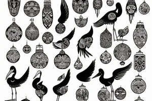 I want a stork with Belarusian ornament tattoo idea