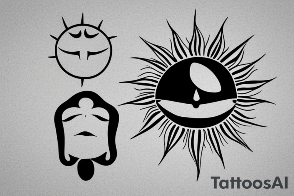 Sun with a face with its eyes closed tattoo idea
