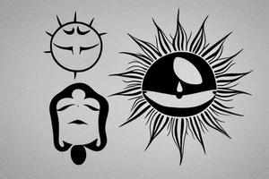 Sun with a face with its eyes closed tattoo idea