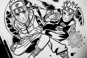 Naruto with Jiraya making rasengan. Minato spirit in the background tattoo idea