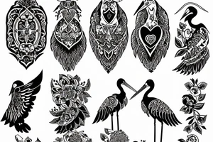 I want a stork with Belarusian ornament tattoo idea