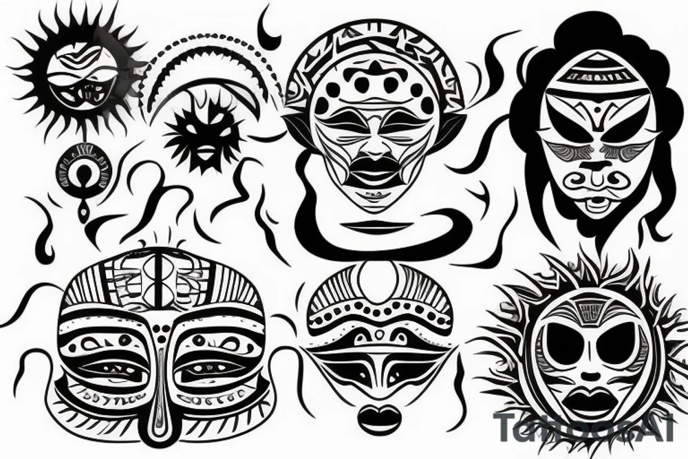 Sun that has a face tattoo idea
