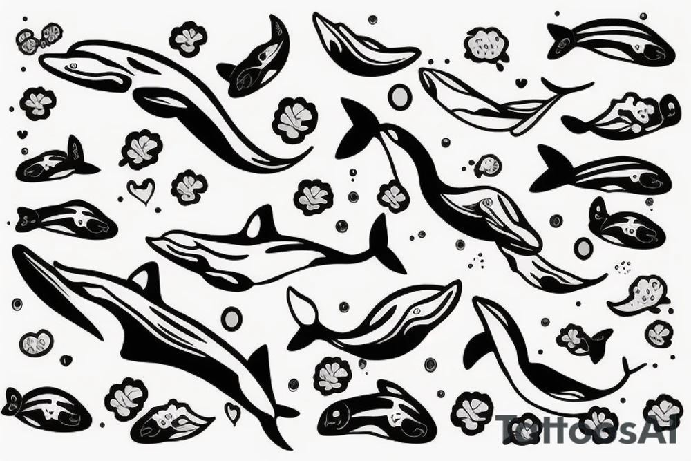 cute baby whale tattoo idea