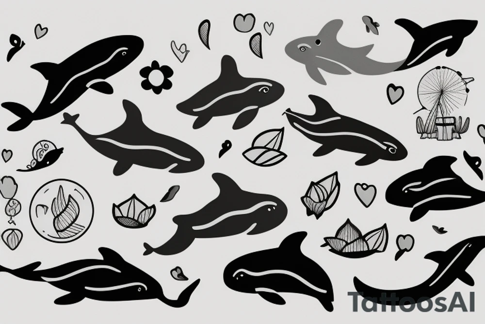cute baby whale tattoo idea