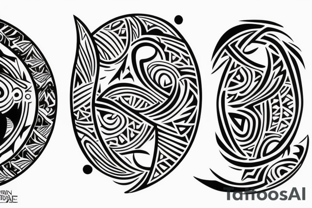 Polynesian style, moon on the forehand tattoo idea