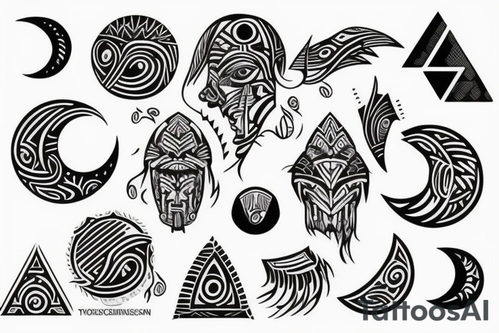 Polynesian style, moon on the forehand tattoo idea