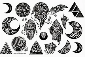 Polynesian style, moon on the forehand tattoo idea