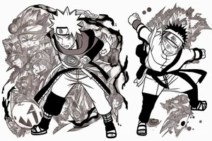 Naruto with Jiraiya making rasengan. Minato Namikaze spirit in the background tattoo idea