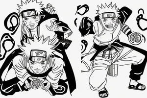 Naruto with Jiraiya making rasengan. Minato Namikaze spirit in the background tattoo idea