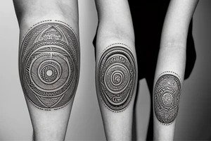 Polynesian style, thin beautiful moon inscribed in circle tattoo idea