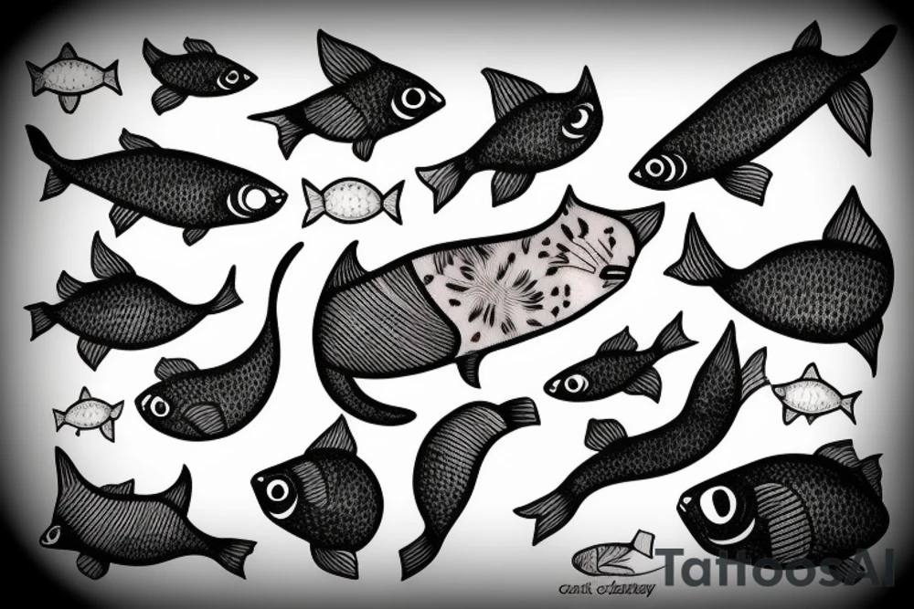 cat with some fish tattoo idea