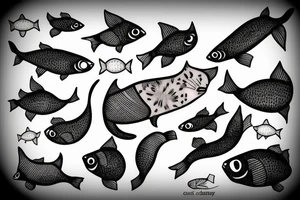 cat with some fish tattoo idea