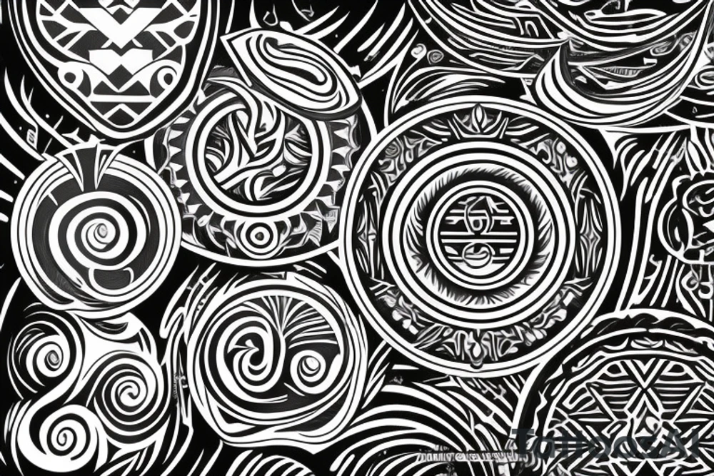 Polynesian style, thin moon inscribed in circle tattoo idea Polynesian style, thin moon inscribed in circle tattoo idea