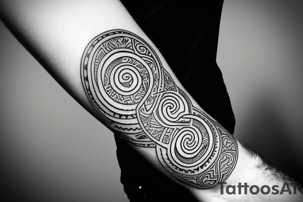 Polynesian style, thin halfmoon inscribed in circle tattoo idea Polynesian style, thin halfmoon inscribed in circle tattoo idea