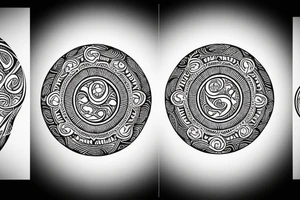 Polynesian style, thin halfmoon inscribed in circle tattoo idea