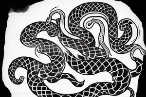 japan white snake killed by katana tattoo idea