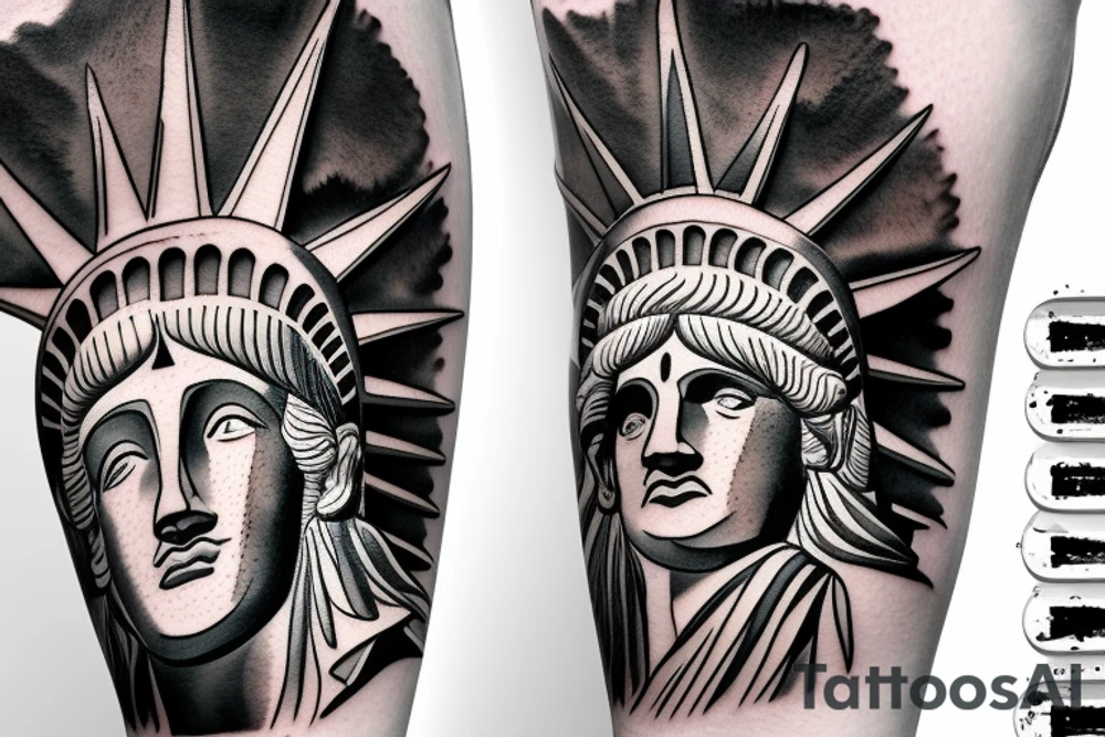 Statue of Liberty with basketball ball tattoo idea