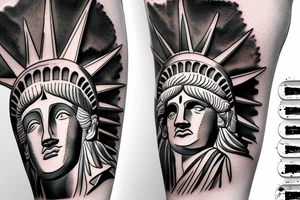 Statue of Liberty with basketball ball tattoo idea