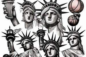 Statue of Liberty with basketball ball tattoo idea