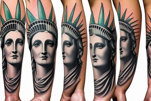 Statue of Liberty with dollar on face tattoo idea