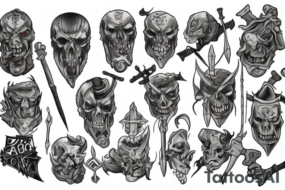 orc with two axes tattoo idea