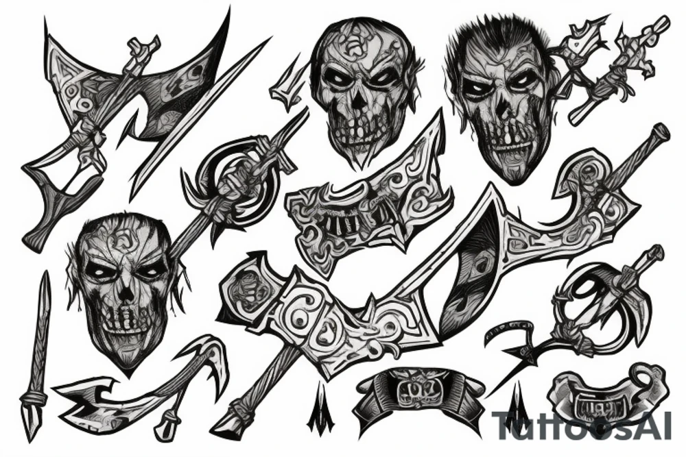 orc with two axes tattoo idea