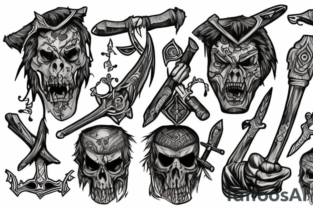 orc with two axes tattoo idea